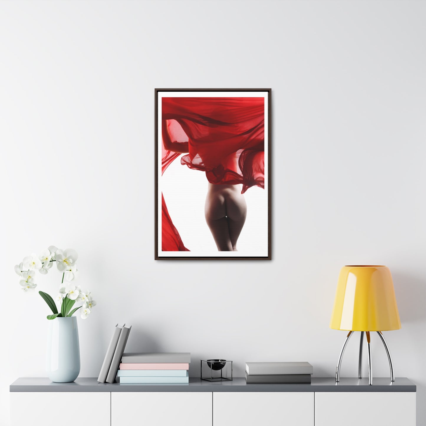 Adult artwork of nude lady with red scarf