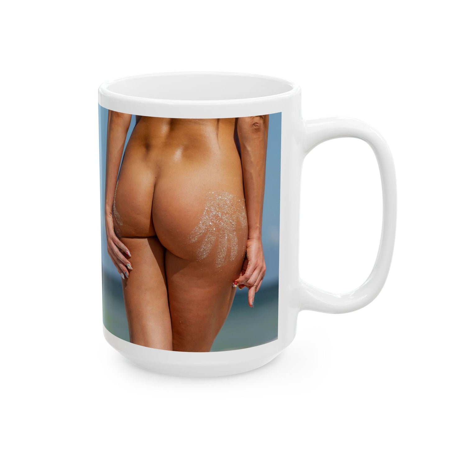 Nude Beach Vibes Ceramic Mug — Bare Legs Seaside Photo Coffee Cup (11oz, 15oz)