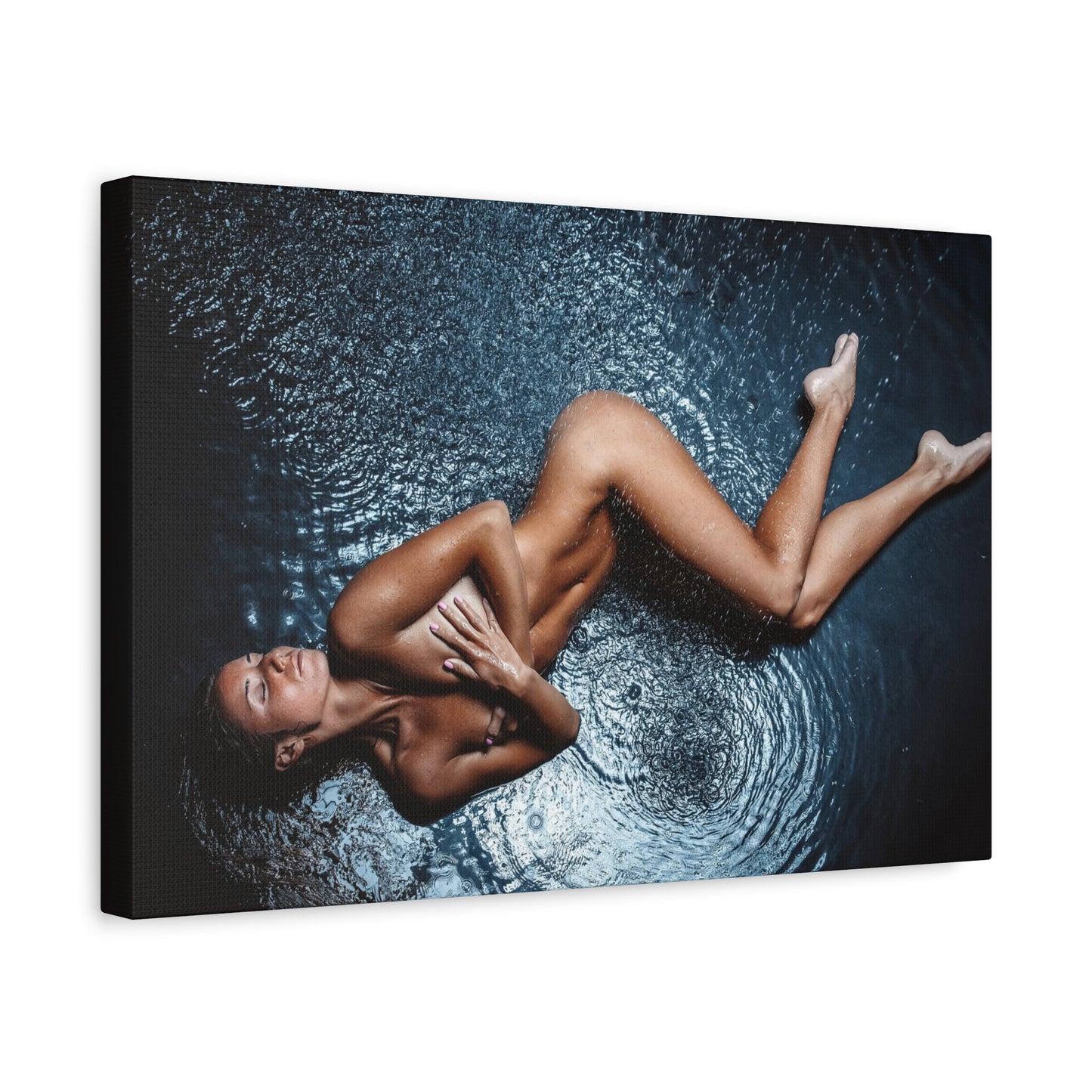 Art Canvas Print - Sensual Aerial Nude Woman on Water (Matte Stretched)