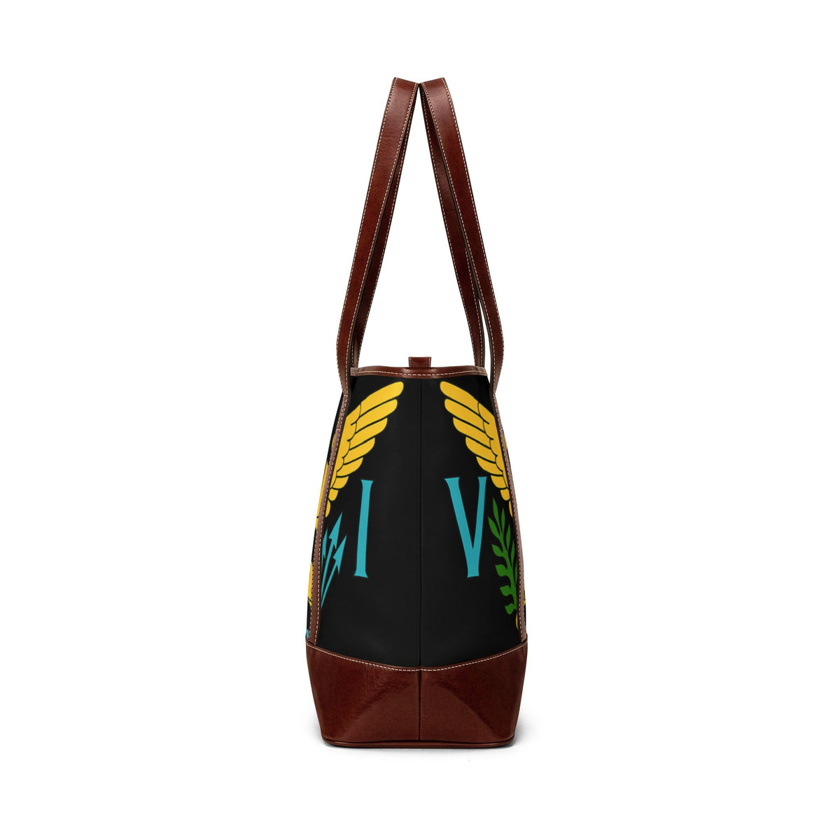 Virgin Islands Eagle Handbag | Territorial Seal Tote, Black Leather-Accent. Caribbean Heritage Purse. Virgin Islands Gifts. USVI Flag. Island Gifts. Virgin Islands Flag.
