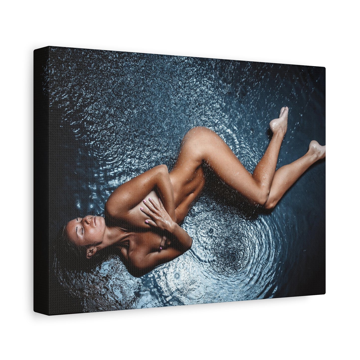 Art Canvas Print - Sensual Aerial Nude Woman on Water (Matte Stretched)