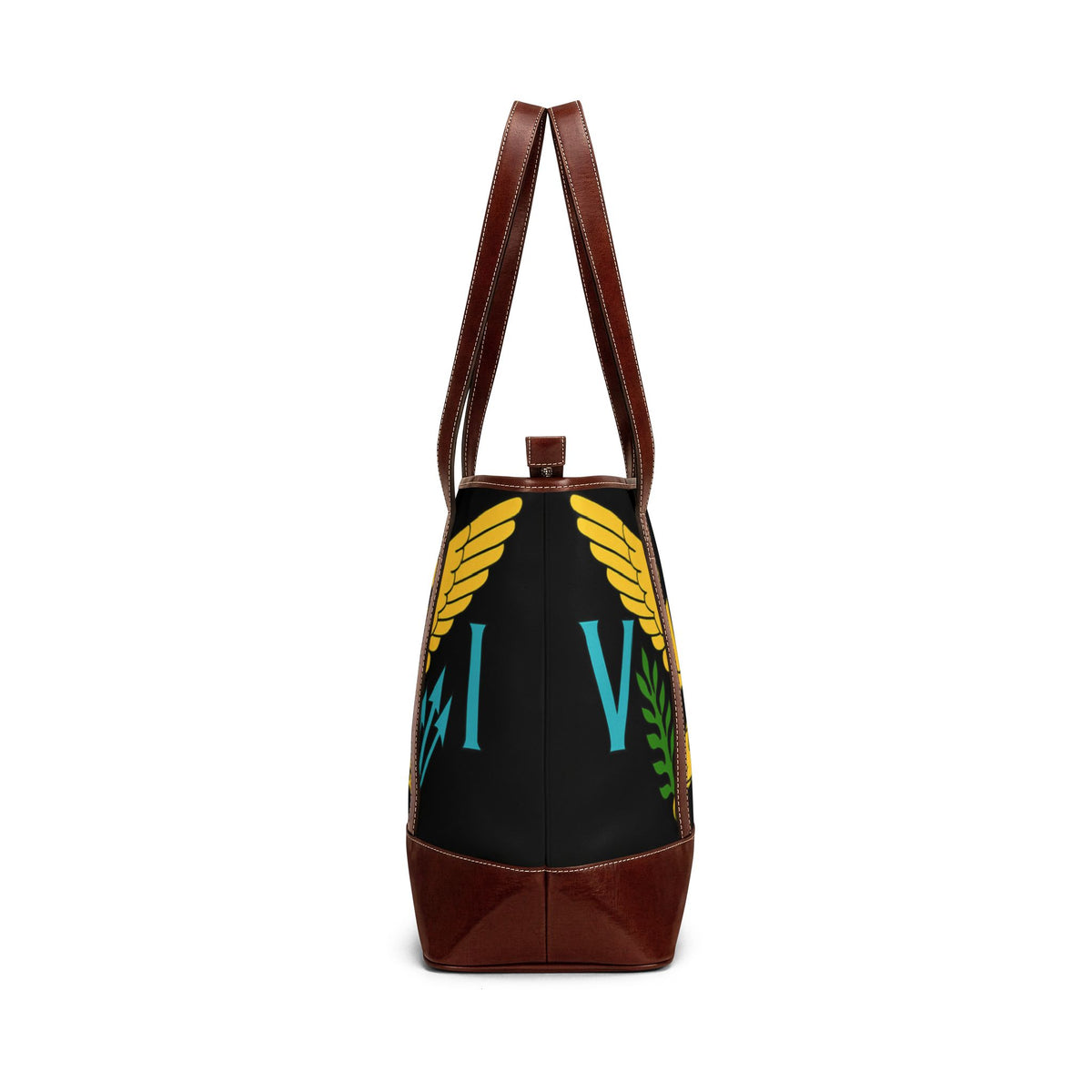 Virgin Islands Eagle Handbag | Territorial Seal Tote, Black Leather-Accent. Caribbean Heritage Purse. Virgin Islands Gifts. USVI Flag. Island Gifts. Virgin Islands Flag.