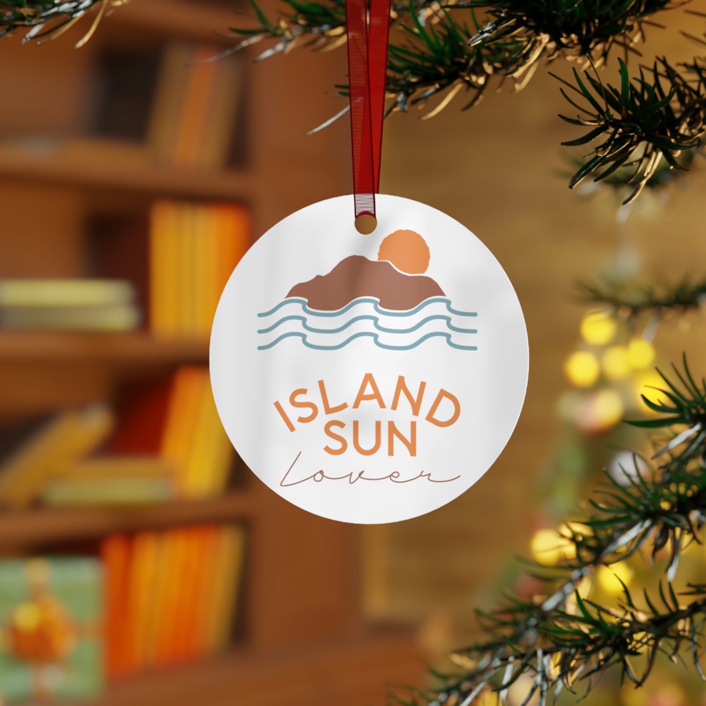 Island Sun lover Metal Ornaments. Island Ornament. Tropical Ornament. Christmas Tree Ornament. Island Christmas Ornament.