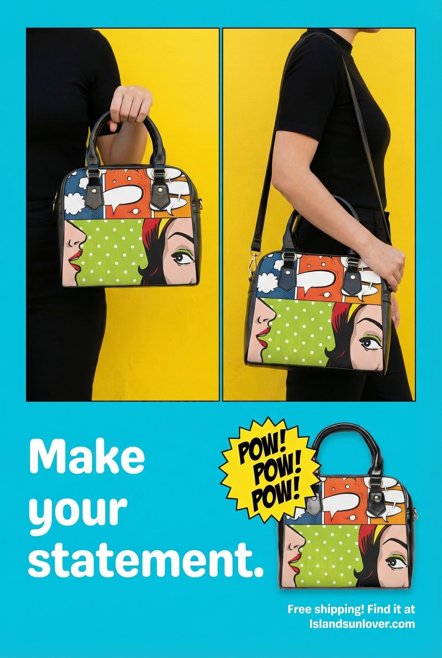 Beautiful Pop Art Handbag Purse.Comic  Purse. Pop Art Bag. Statement Bag. Comic Pop Art Bag. Ladies Pop Art Purse. Pop Art Shoulder Bag.