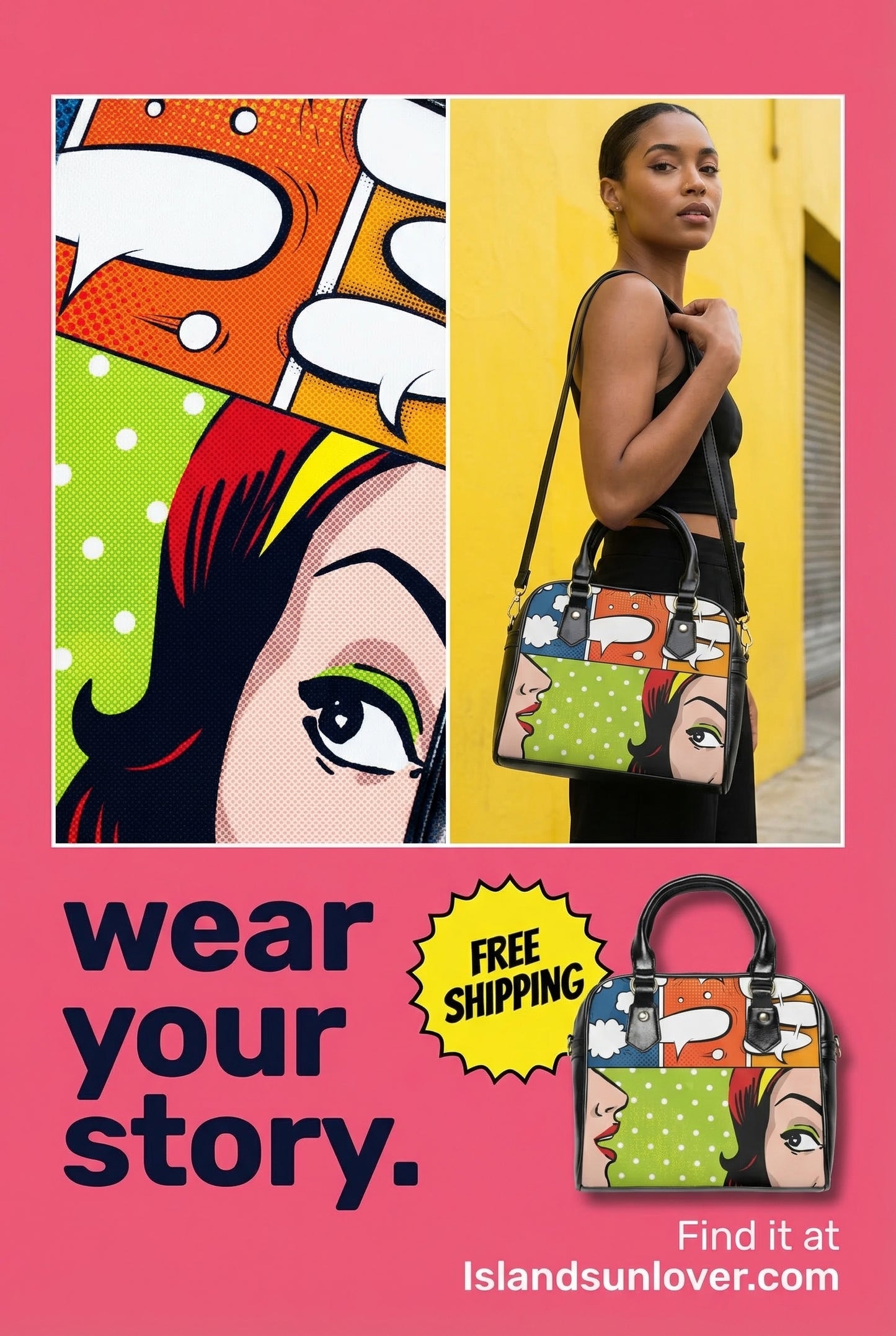 Beautiful Pop Art Handbag Purse.Comic  Purse. Pop Art Bag. Statement Bag. Comic Pop Art Bag. Ladies Pop Art Purse. Pop Art Shoulder Bag.