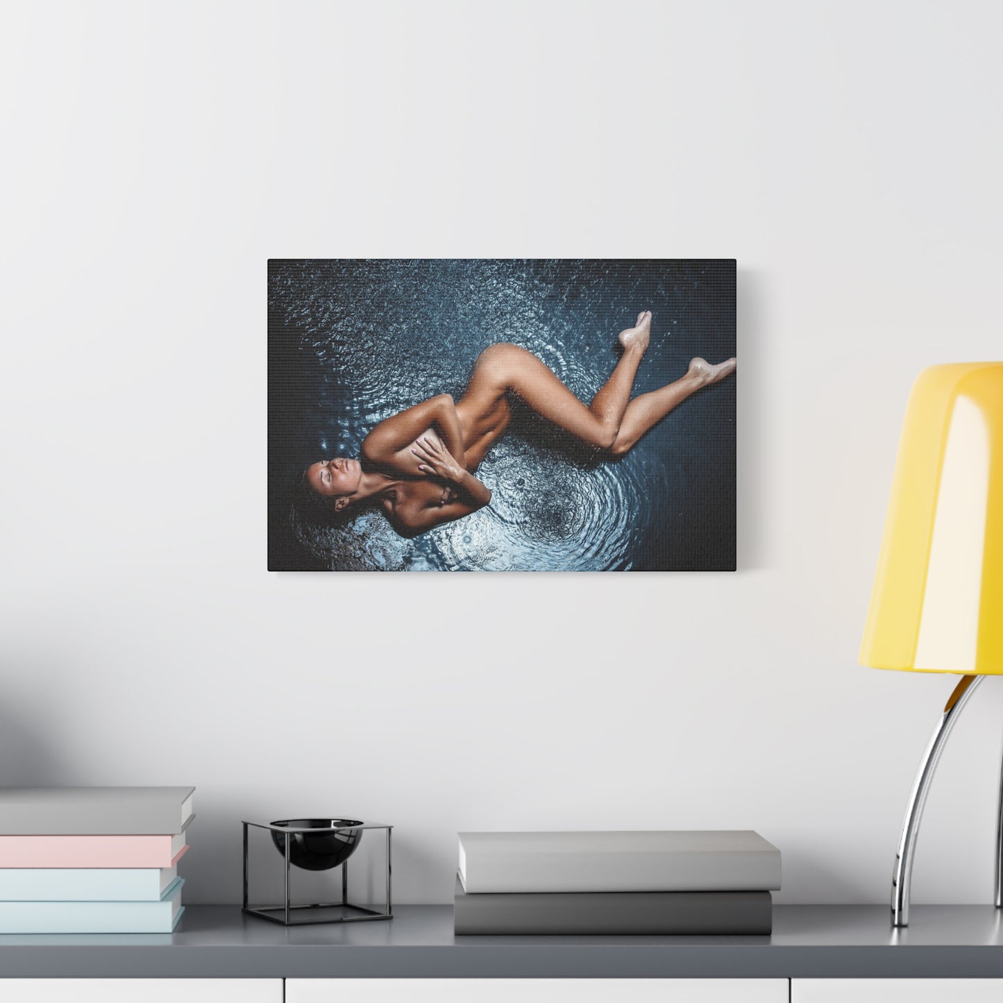 Art Canvas Print - Sensual Aerial Nude Woman on Water (Matte Stretched)