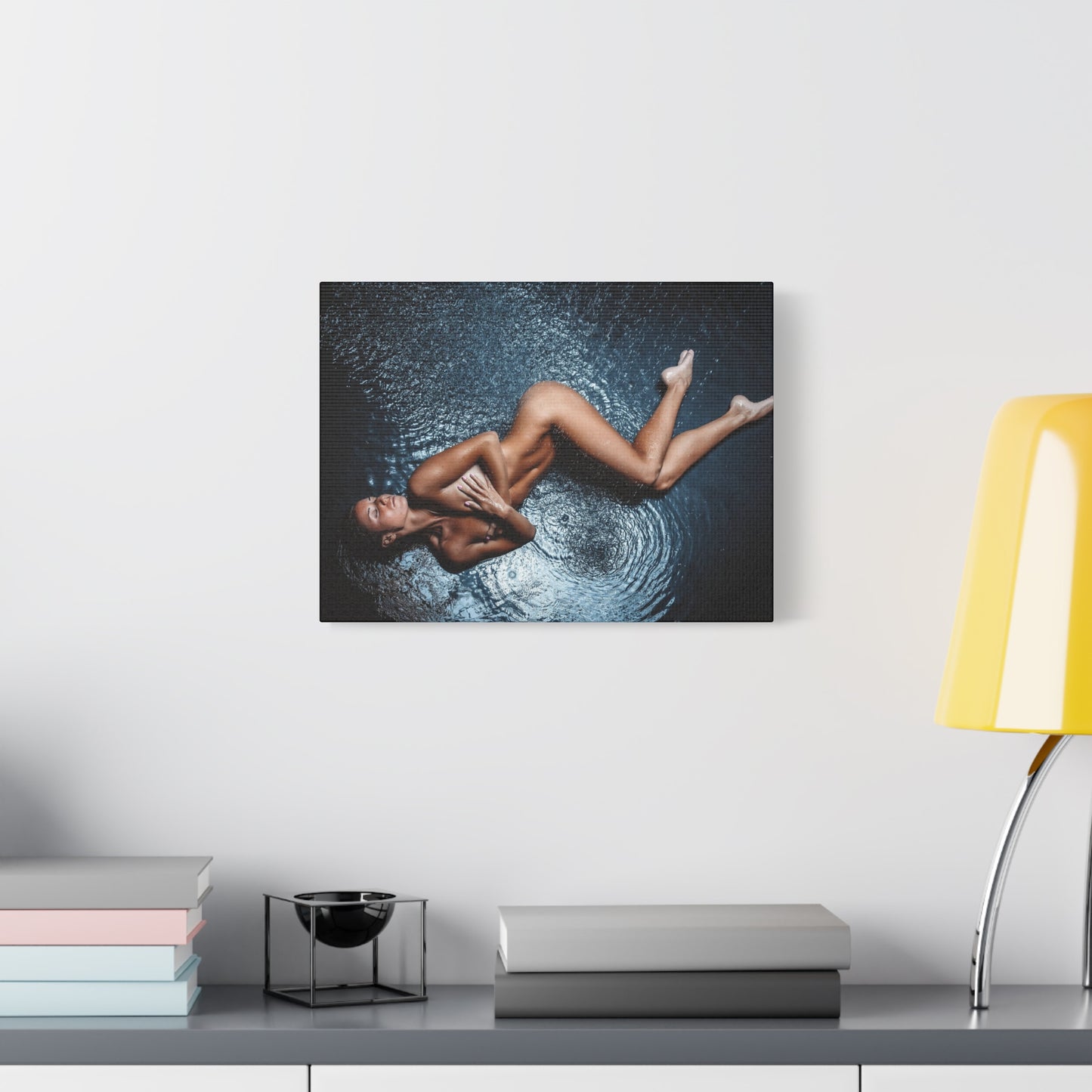 Art Canvas Print - Sensual Aerial Nude Woman on Water (Matte Stretched)