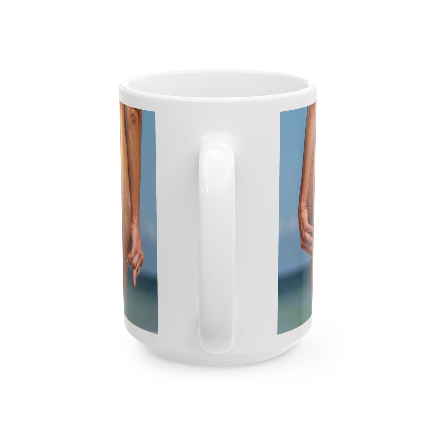 Nude Beach Vibes Ceramic Mug — Bare Legs Seaside Photo Coffee Cup (11oz, 15oz)