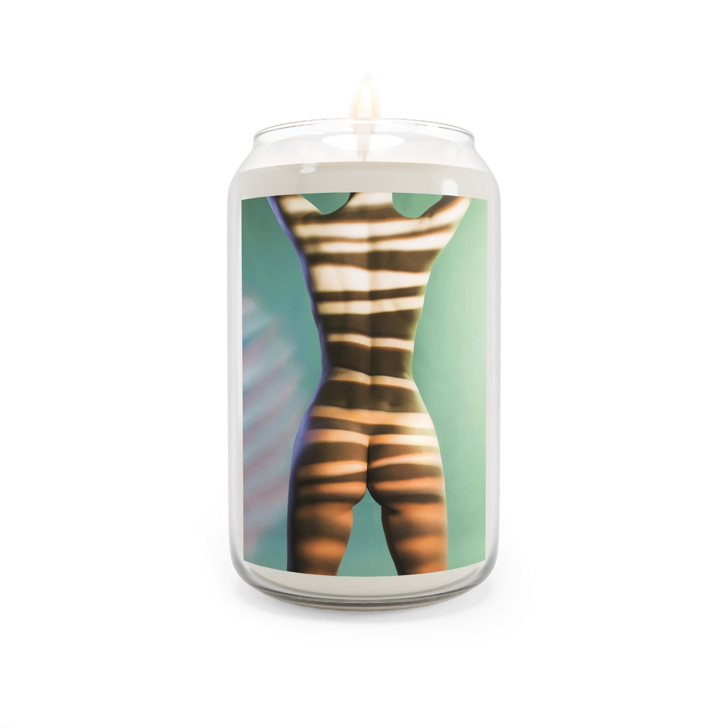 Soy Candle — 'Striped Nude Silhouette' Scented 13.75oz Aromatherapy Candle