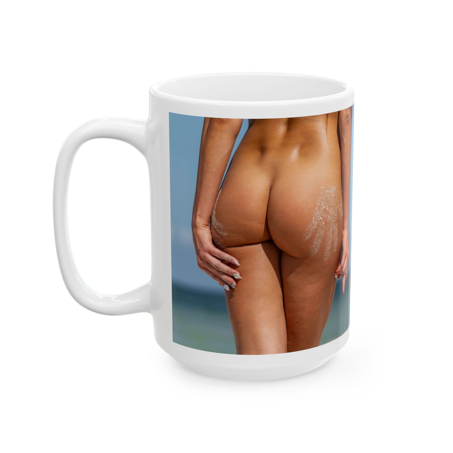 Nude Beach Vibes Ceramic Mug — Bare Legs Seaside Photo Coffee Cup (11oz, 15oz)