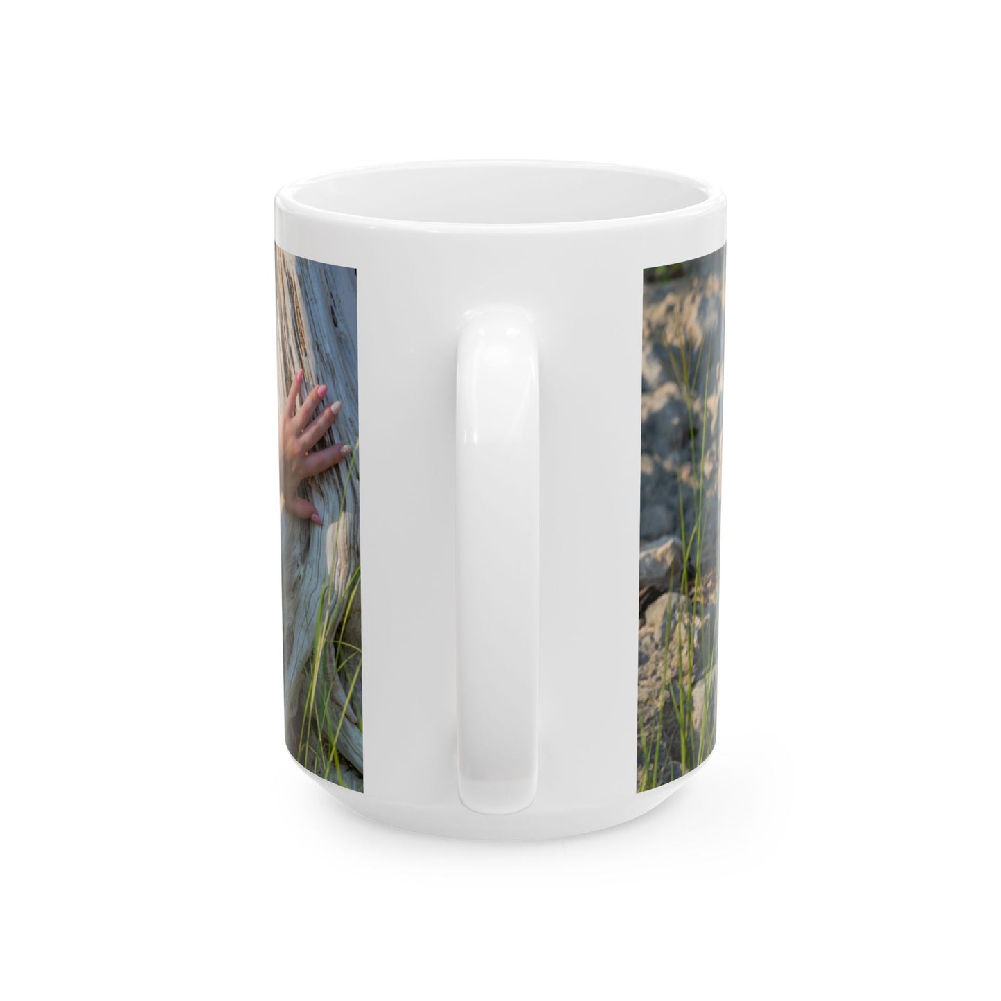 Nude Girl In Grass Coffee Mug.  Naked Girl In Grass. Nude Lady On Beach. Nude Woman On Beach.