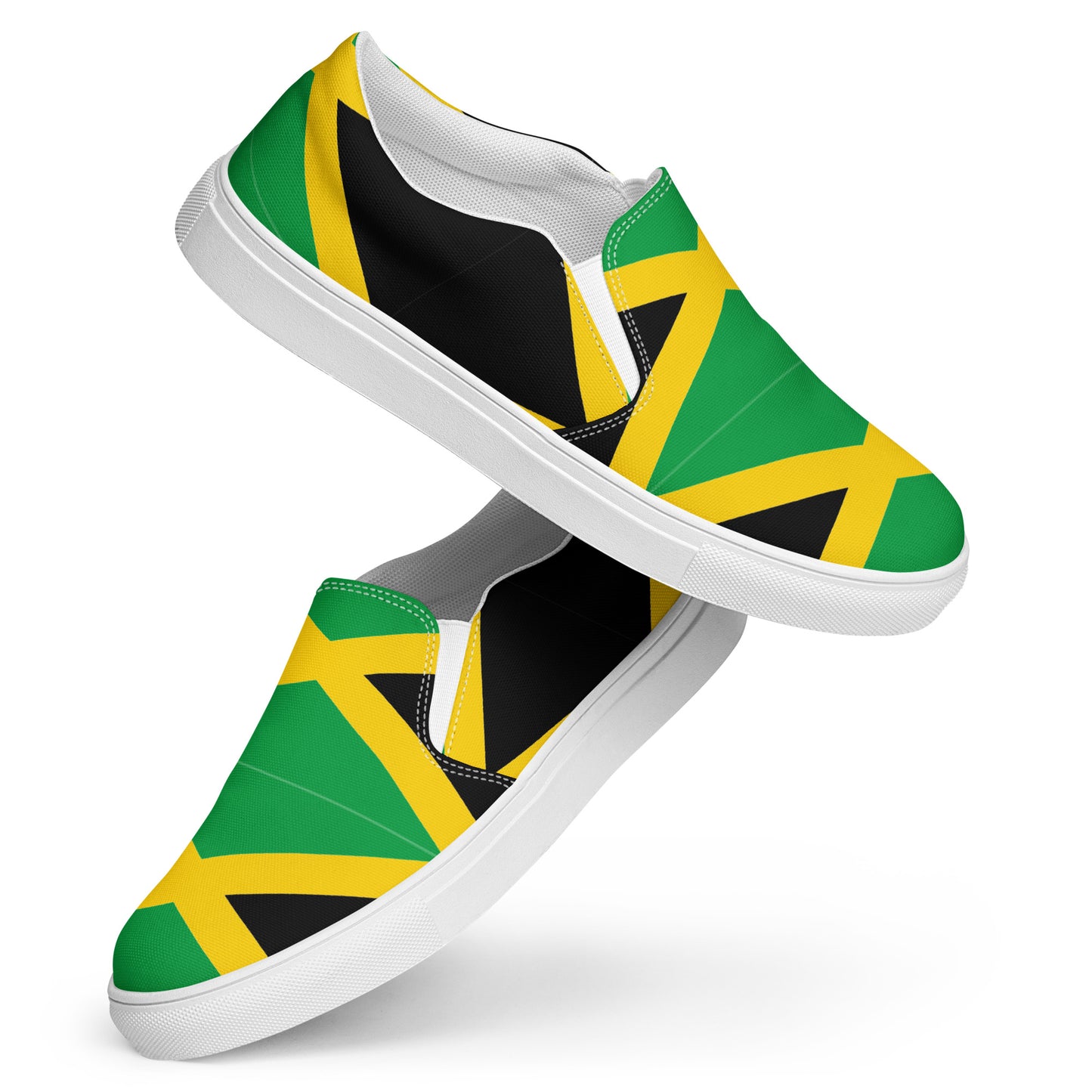 Women’s Jamacian Flag slip-on canvas shoes. Jamacian Flag Slipons. Jamacian Gift. Jamacian Flag.